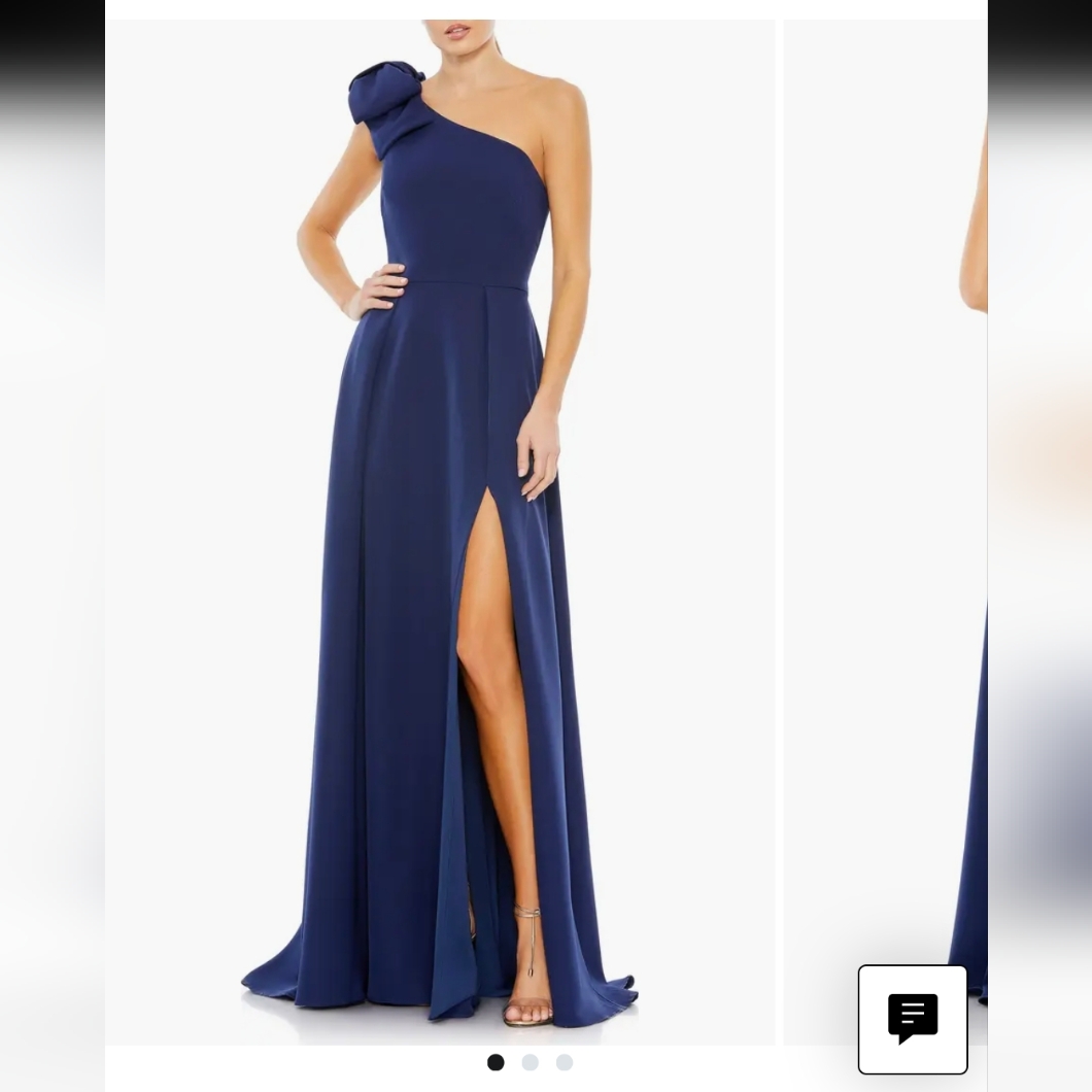Mac Duggal 26989 Bow One Shoulder A Line Gown Nwt Size 12 Midnight Blue